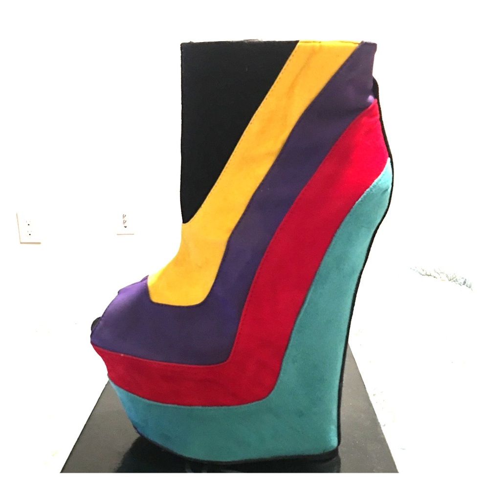 🆕 🍭 Artsy Multi Color Wedge Open Toe Platform 🆕
